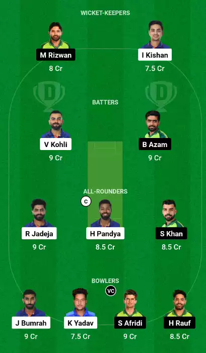 IND vs PAK Dream11 Team Prediction Grand League in Hindi