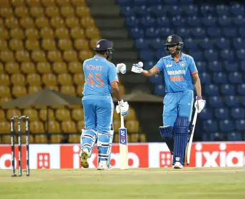 Rohit Sharma and Shubman Gill raced to a 100-run stand inside 14 overs