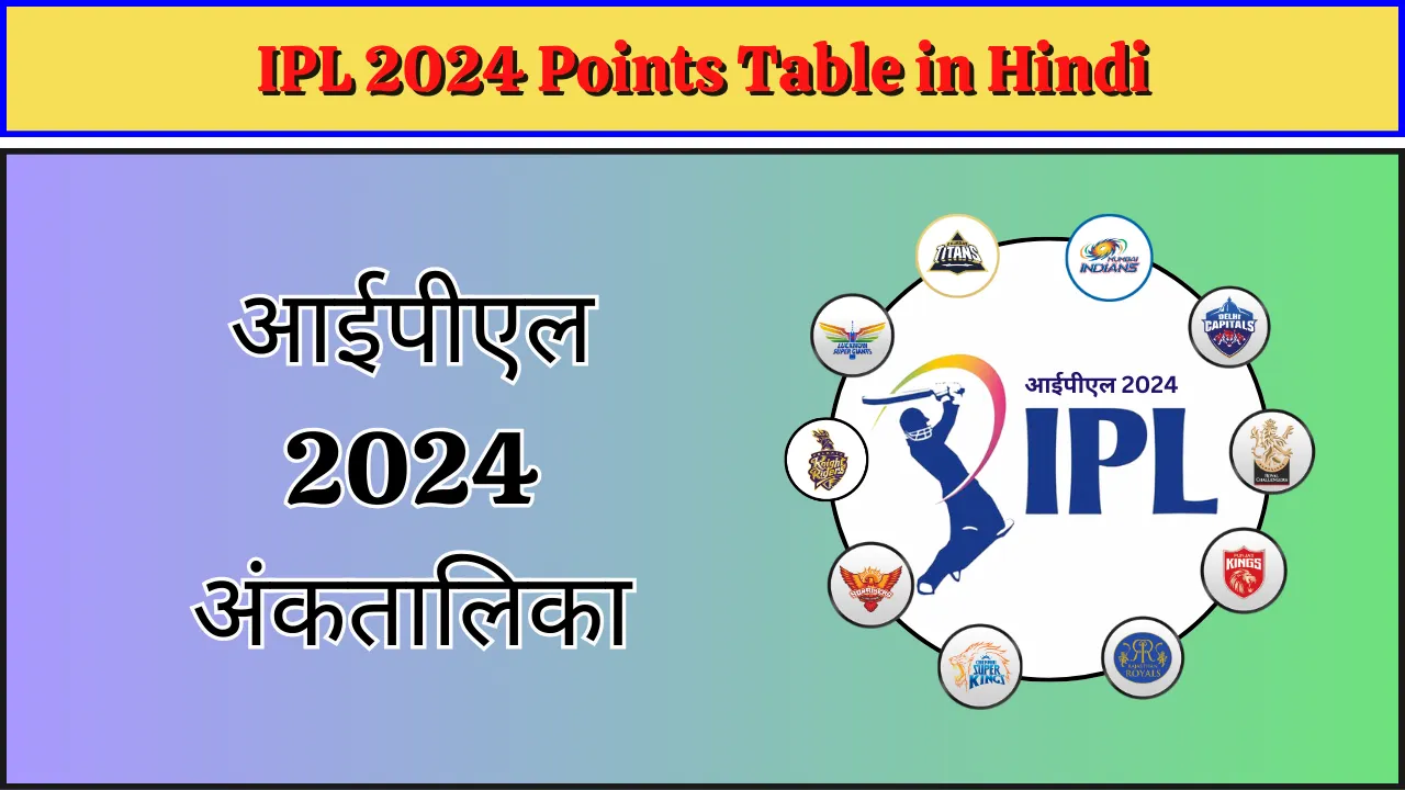 IPL 2024 Points Table in Hindi आईपीएल 2024 अंकतालिका, IPL Points