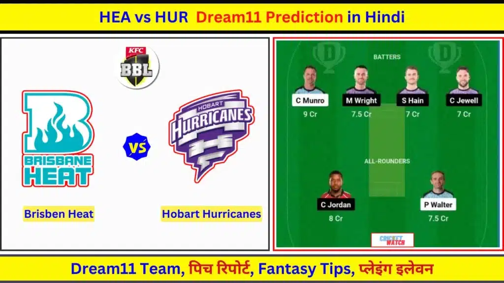 HEA vs HUR Dream11 Prediction in Hindi pitch report playing11 fantasy tips HEA vs HUR Dream11 Prediction in Hindi pitch report playing11 fantasy tips