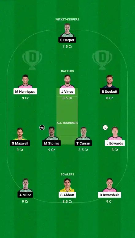 SIX vs STA Best Dream11 Team 1 SIX vs STA Best Dream11 Team - 1