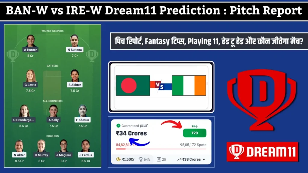 BAN W vs IRE W Dream11 Prediction Pitch Report BAN-W vs IRE-W Dream11 Prediction Pitch Report