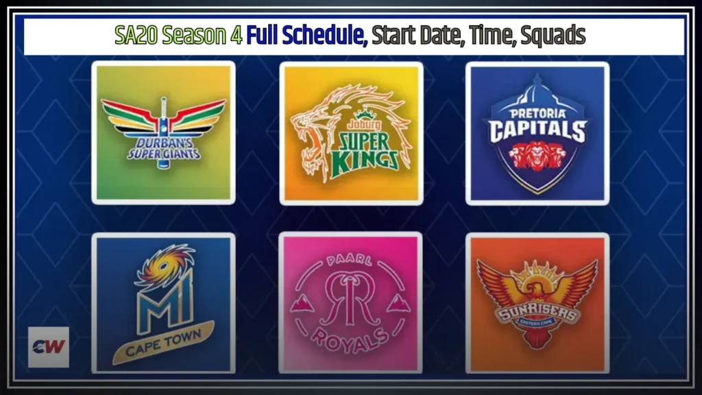 SA20 Season 4 Full Schedule Start Date Time Squads SA20 Season 4 Full Schedule, Start Date, Time, Squads